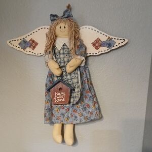 Vintage Blue and White Angel Decor Accent